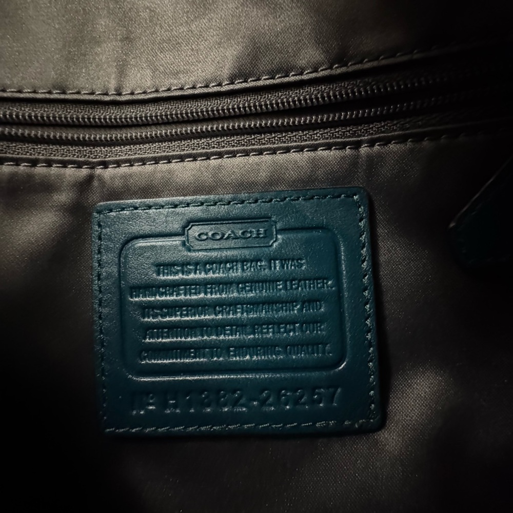 Coach Madison Phoebe Gathered Twist Teal Leather Shoulder Bag - Picture 8 of 8